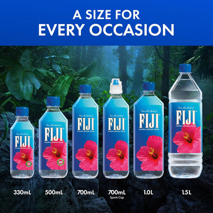 Fiji Natural Artesian Bottled Water 1.5L pack of 12 with natural electrolytes, showcasing clear water bottles from BACKUPMYFILESNOW.COM®.