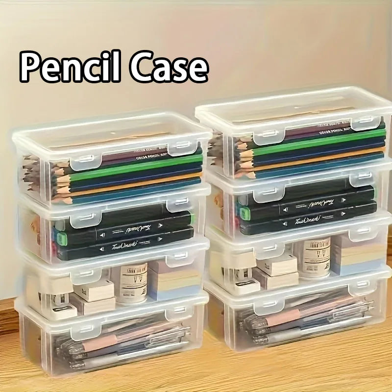 White 1/2 pcs BackupMyFilesNow.com PP pencil case box, multi-function stationery organizer for school and office supplies.