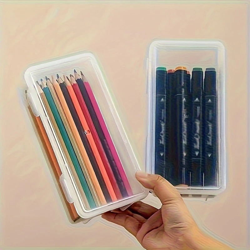 White 1/2 pcs BackupMyFilesNow.com PP pencil case box, multi-function stationery organizer for school and office supplies.