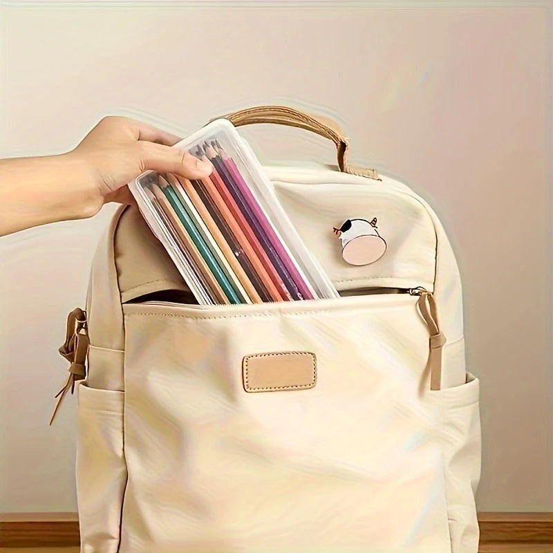 White 1/2 pcs PP pencil case box, multi-function stationery organizer for school and office supplies, pen storage kit