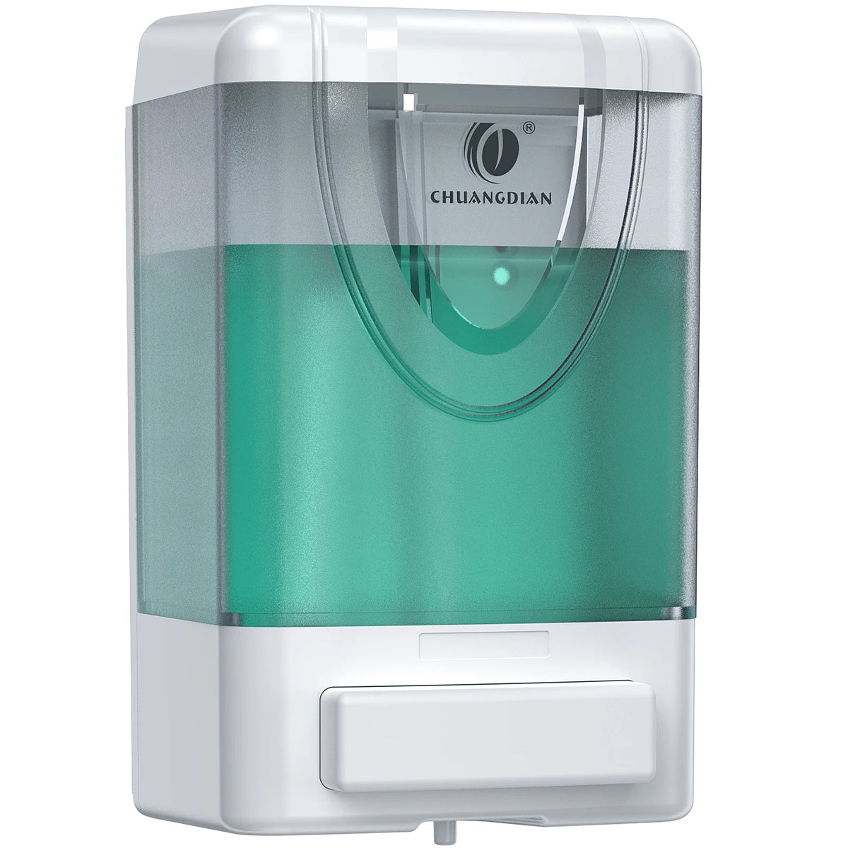 White wall-mounted hand soap dispenser for liquid soap and hand gel, suitable for bathroom and kitchen use.