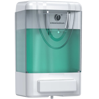 White wall-mounted hand soap dispenser for liquid soap and hand gel, suitable for bathroom and kitchen use.