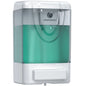 White wall-mounted hand soap dispenser for liquid soap and hand gel, suitable for bathroom and kitchen use.