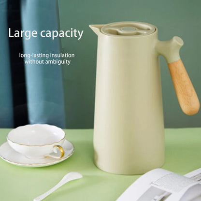 Large 1000ML white thermos with glass liner, Nordic-style thermal insulation kettle for hot water and coffee.