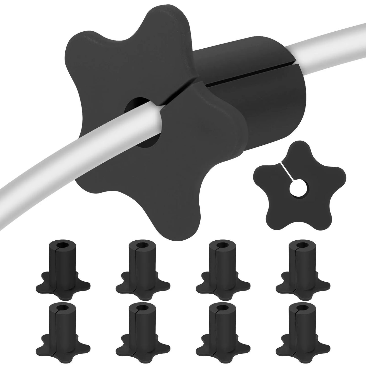 Set of 10 white silicone Starlink cable grommets for 5/8 inch wall holes, waterproof split cable bushings for TV and Ethernet wires.