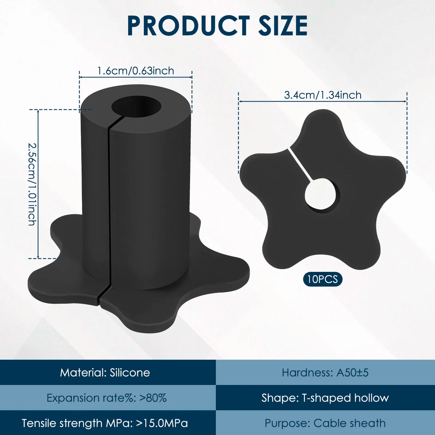 Set of 10 white silicone Starlink cable grommets for 5/8 inch wall holes, waterproof split cable bushings for TV and Ethernet wires.