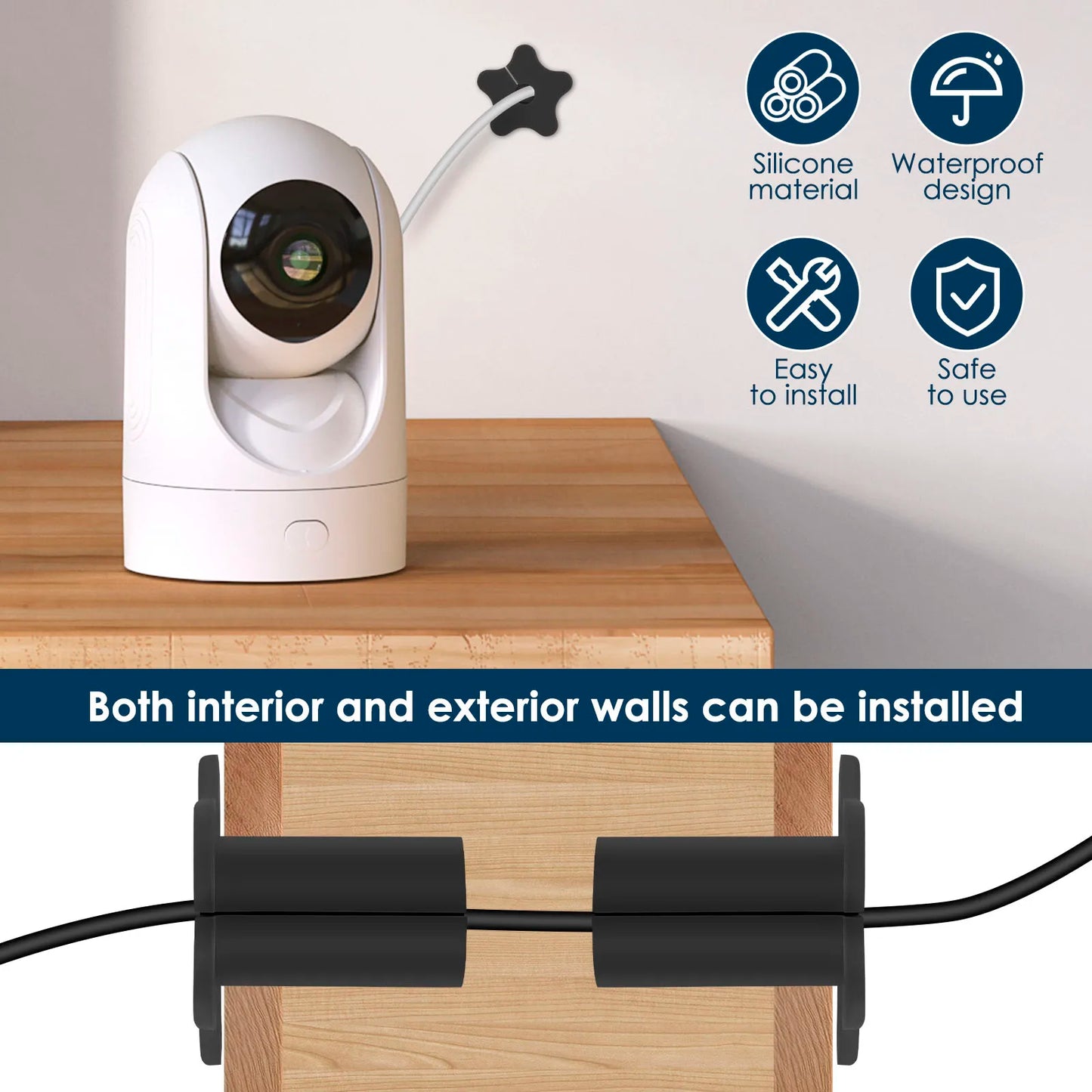 Set of 10 white silicone Starlink cable grommets for 5/8 inch wall holes, waterproof split cable bushings for TV and Ethernet wires.