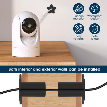 Set of 10 white silicone Starlink cable grommets for 5/8 inch wall holes, waterproof split cable bushings for TV and Ethernet wires.