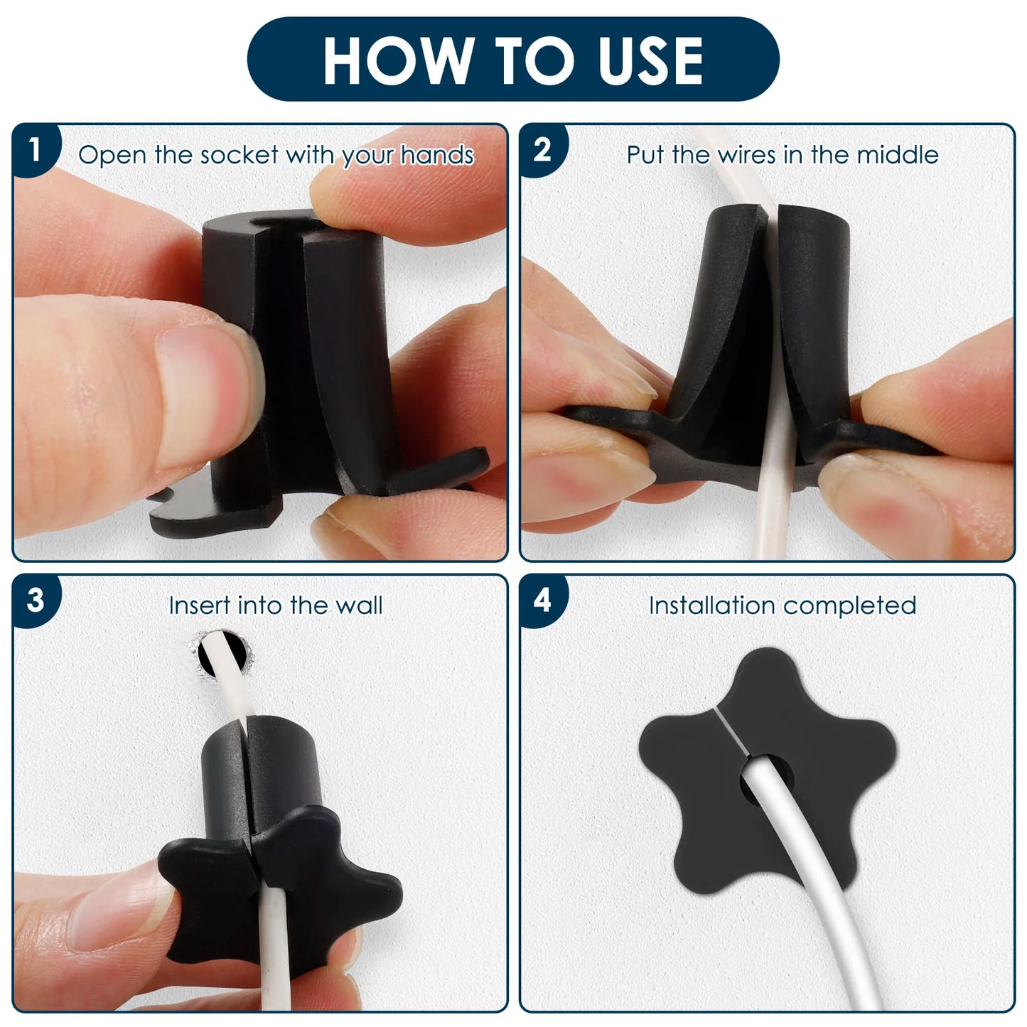 Set of 10 white silicone Starlink cable grommets for waterproof wall pass-through, ideal for TV and Ethernet wires.