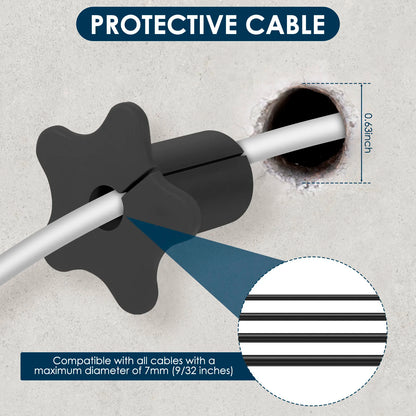 Set of 10 white silicone Starlink cable grommets for 5/8 inch wall holes, waterproof pass-through split cable bushings for TV and Ethernet wires.
