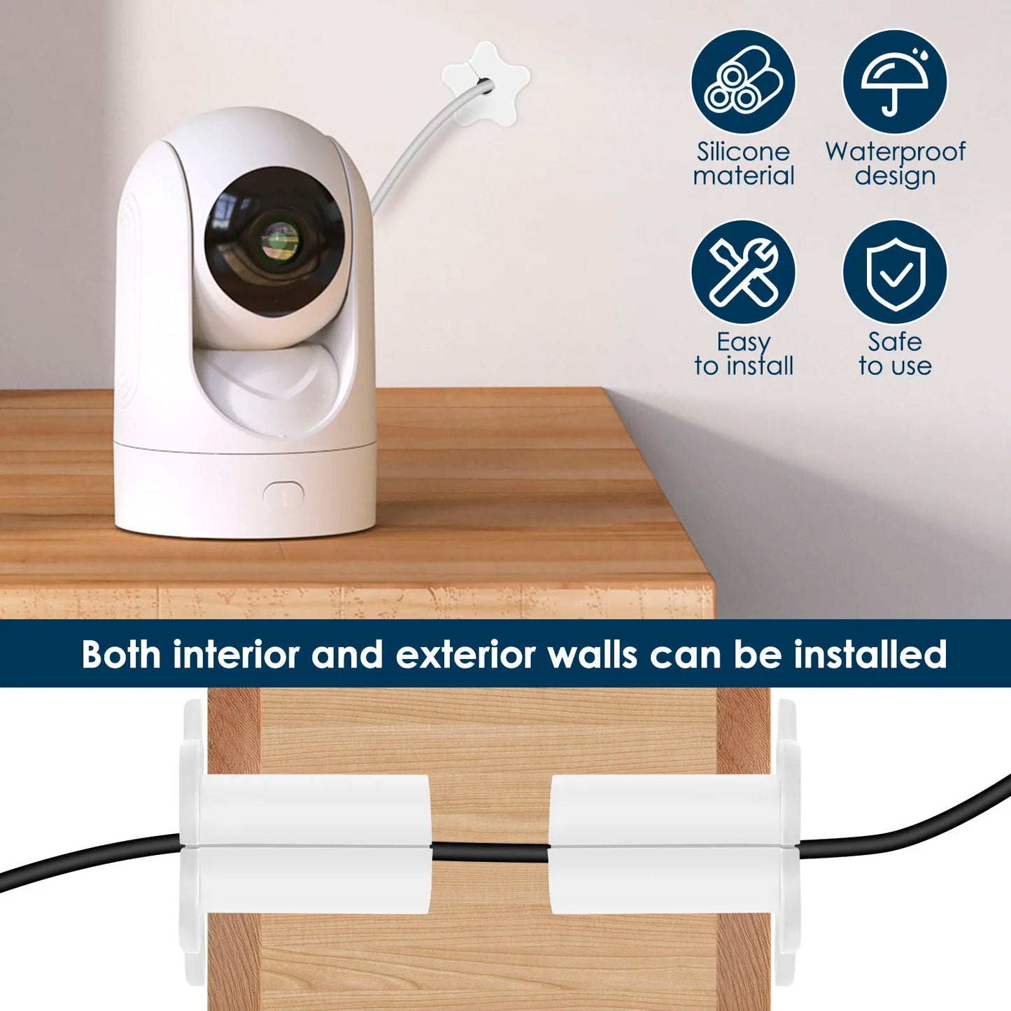 Set of 10 white silicone Starlink cable grommets, 5/8 inch waterproof wall hole pass-through split cable bushings for TV and Ethernet cables.