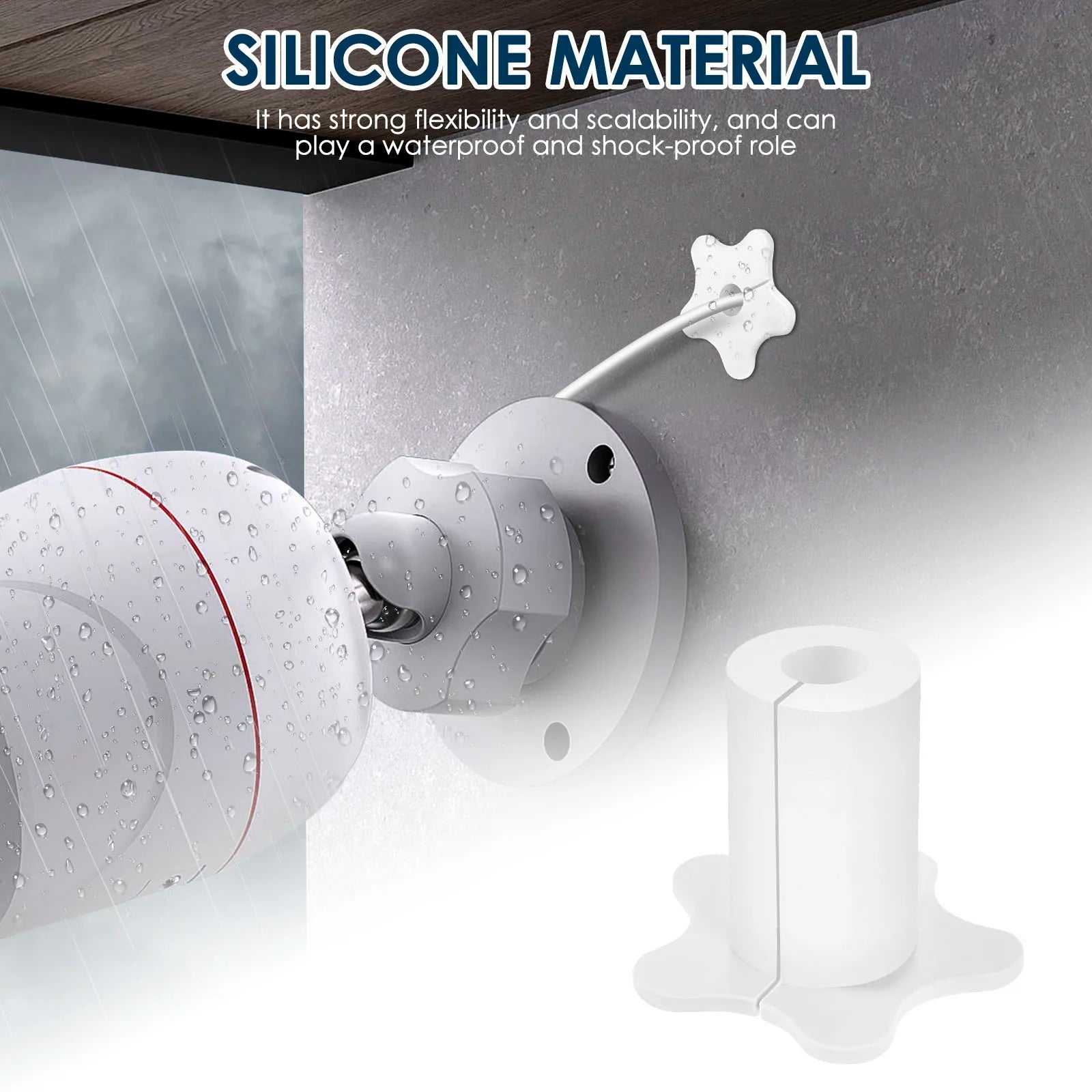 Set of 10 white silicone Starlink cable grommets, 5/8 inch waterproof wall pass-through bushings for TV and Ethernet cables.