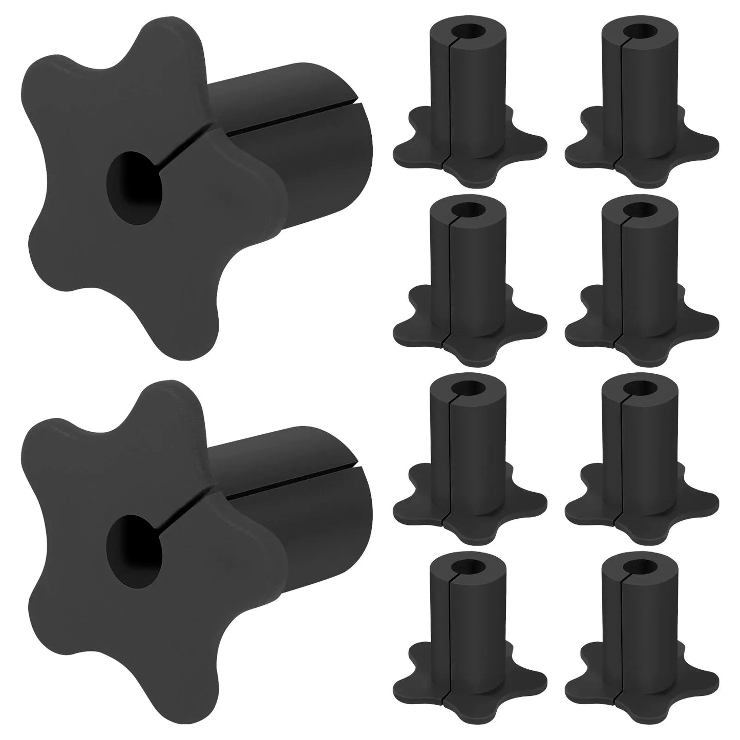 Set of 10 white silicone Starlink cable grommets for waterproof wall pass-through, suitable for TV wires and Ethernet cords.