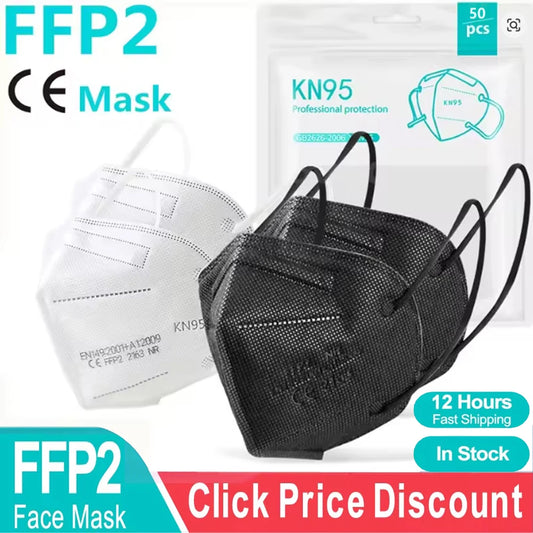 Set of 10 white FFP2 face masks with 5-layer KN95 filters, reusable adult masks with CE certification and surgical homologation