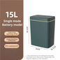 White 15L smart bathroom trash can with touchless sensor, automatic bagging, narrow design, ideal for smart home use.