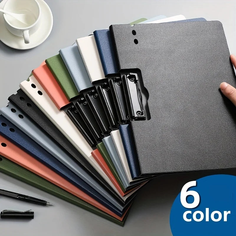 White A4 file folder with cover, documents organizer and clipboard for business, school, and office stationery.