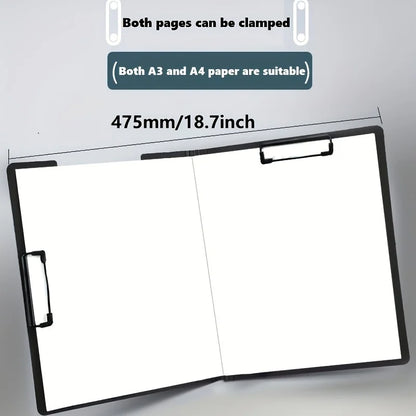 White A4 file folder with cover, documents organizer, clipboard for business, school, and office stationery.