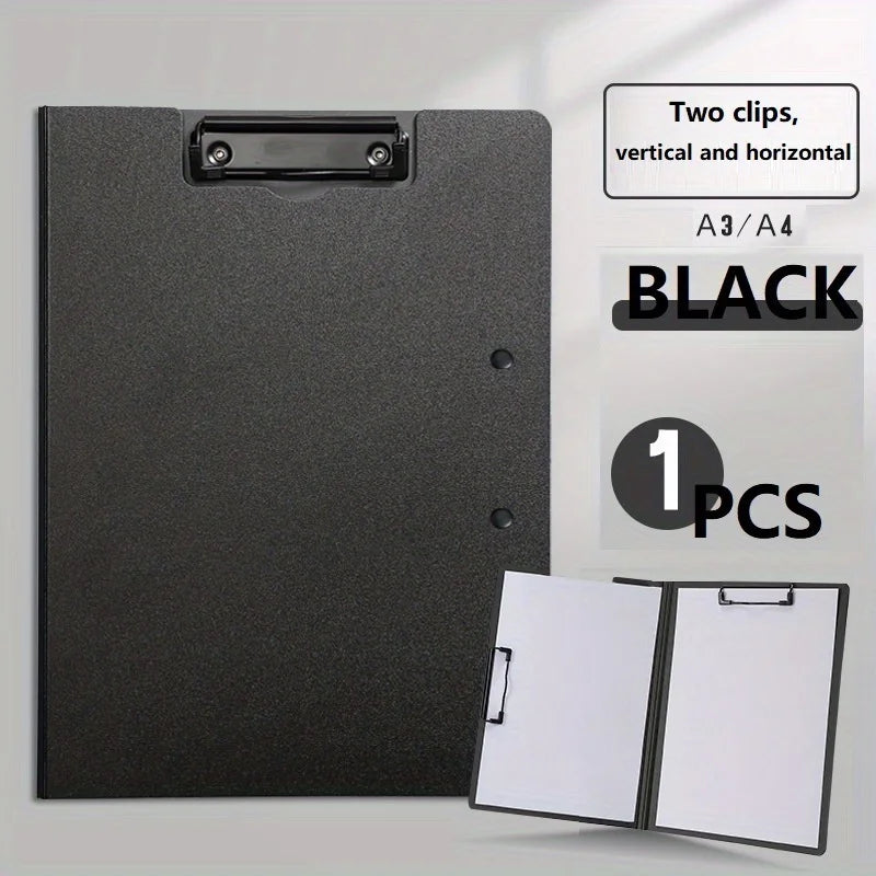White A4 file folder with cover, documents organizer and clipboard, ideal for business, school, and office stationery.