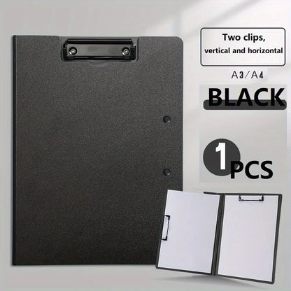 White A4 file folder with cover, documents organizer and clipboard, ideal for business, school, and office stationery.