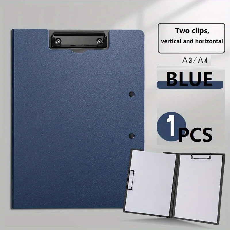 White A4 file folder with cover, documents organizer and clipboard for business, school, and office use