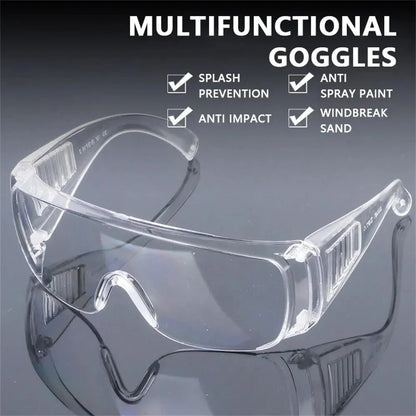 White safety protective goggles with anti-UV lenses, impact-resistant design, ideal for water guns, cycling, and labor protection.