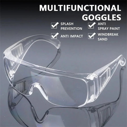 White safety protective goggles with anti-UV lenses, impact-resistant design, ideal for water guns, cycling, and labor protection.