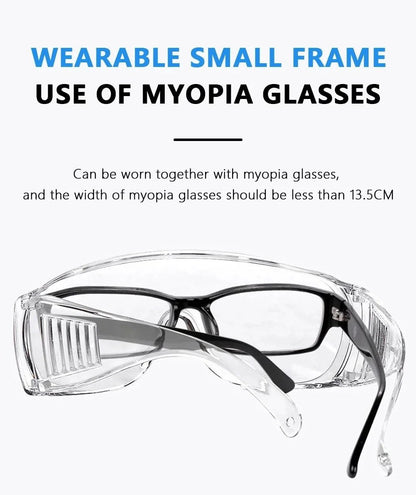 White safety protective goggles with anti-UV lenses, impact-resistant design, suitable for cycling, water guns, and labor protection.