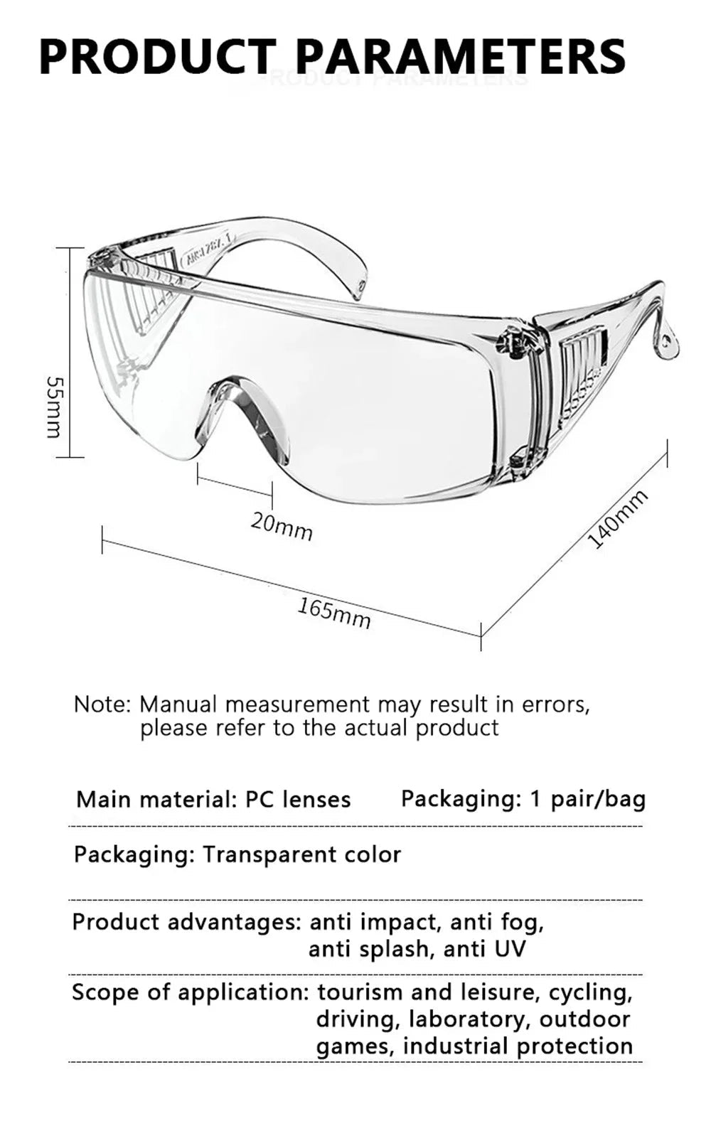 Safety protective goggles by BACKUPMYFILESNOW.COM with anti-UV lens, impact resistance, water gun protection, ideal for cycling and labor.