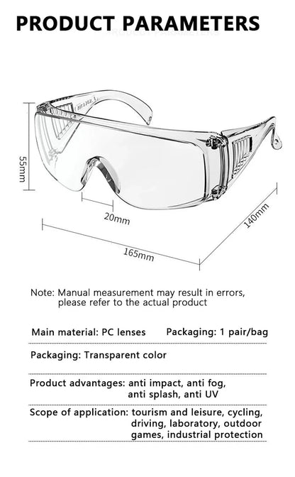 Safety protective goggles by BACKUPMYFILESNOW.COM with anti-UV lens, impact resistance, water gun protection, ideal for cycling and labor.