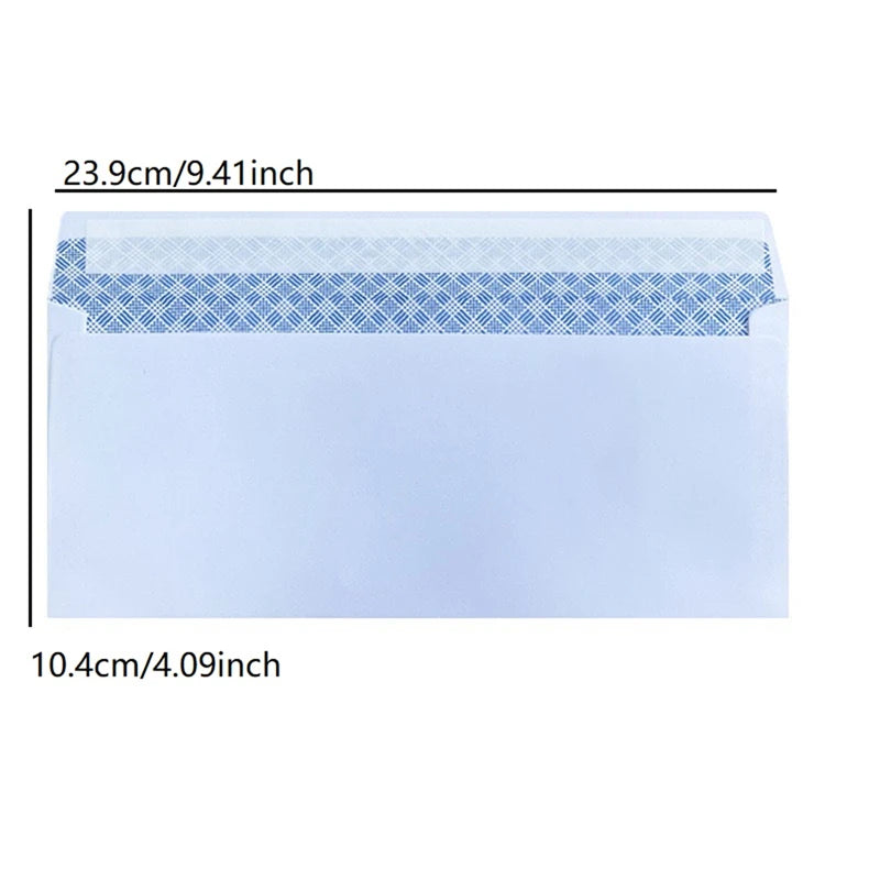 White windowless business envelope by BackupMyFilesNow, secure self-sealing A4 size for bills, invoices, 10-100 pack, 20 pcs shown.