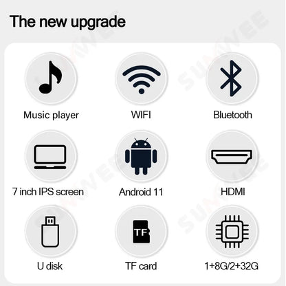 Smart Audio touch screen control panel with Android 11, WiFi, Bluetooth, and 8x30W ceiling speakers for home audio system.