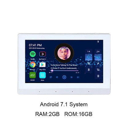 Smart Audio touch screen control panel with Android 11, WiFi, Bluetooth, TF music, and 8x30W ceiling speakers for wall installation.