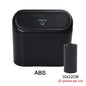 White BACKUPMYFILESNOW.COM® car trash can with lid, small leak-proof container with 60 garbage bags for car organization.