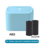 White BACKUPMYFILESNOW.COM® car trash can with lid, small leak-proof design, containing 60 garbage bags for car organization.