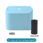 White car trash can with lid, containing garbage bags, leak-proof mini car accessory for small vehicle trash storage.