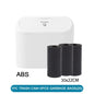 White car trash can with lid from BACKUPMYFILESNOW.COM, leak-proof mini car accessory with 60 garbage bags included.