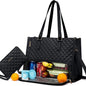 Women's insulated lunch bag in white with black accents, compact design, ideal for keeping food fresh on the go.