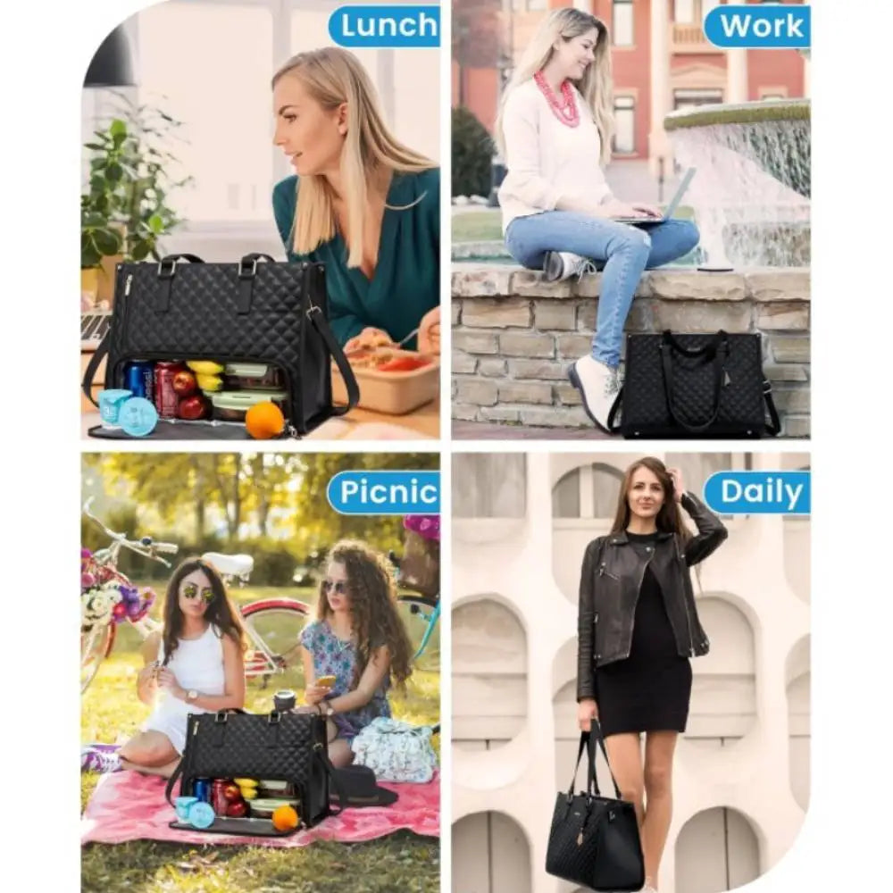 White women's insulated lunch bag, 36x16x30cm, from BackupMyFilesNow.com, designed for keeping food fresh and cool.