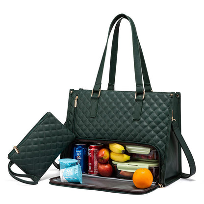 White women's insulated lunch bag from BackupMyFilesNow.com with a 36x16x30cm size, designed for keeping food fresh and organized.