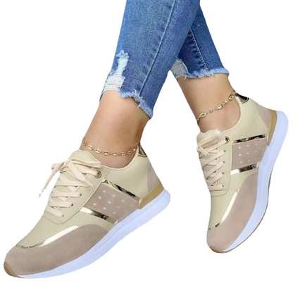 Women's outdoor running platform sneakers from BACKUPMYFILESNOW.COM® with casual sport design, white with colorful accents.