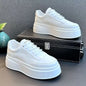 Men's lightweight casual business shoes in white and green with thick soles, PU material, suitable for daily outdoor leisure activities.