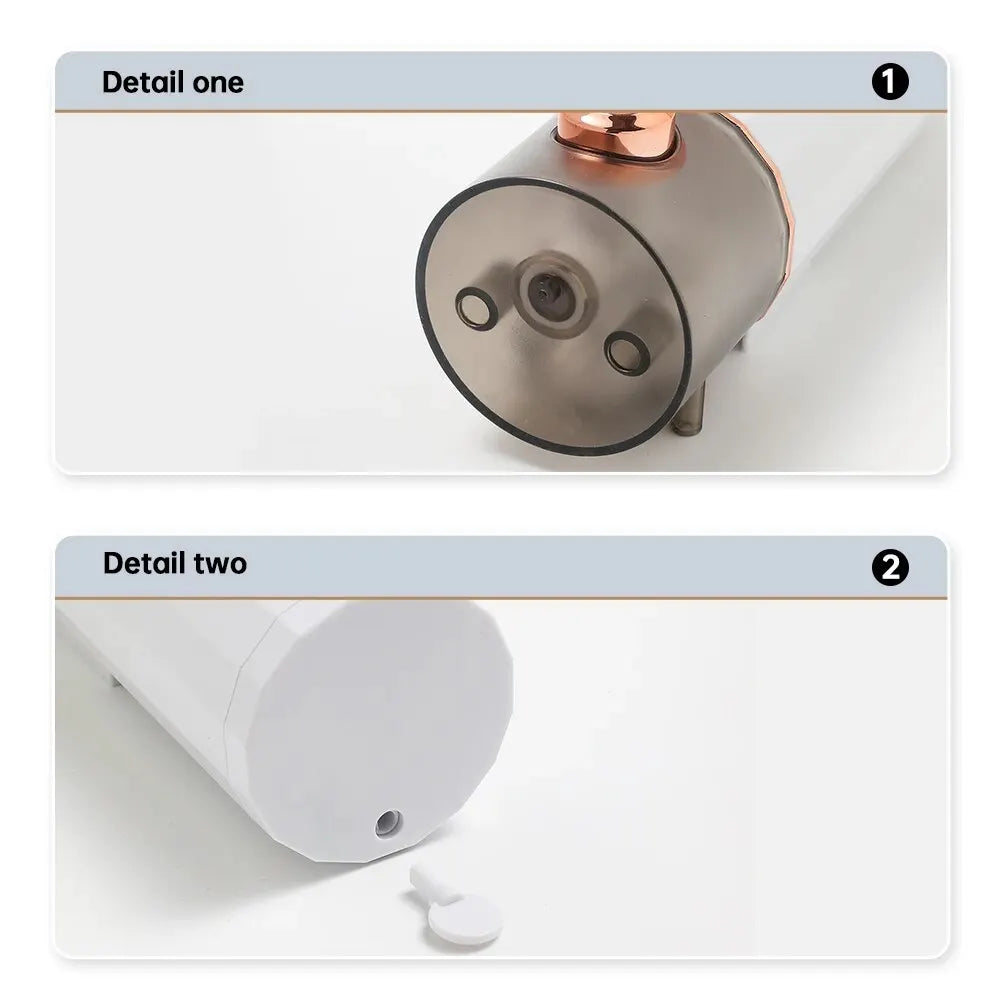 White BackupMyFilesNow.com wall-mounted soap and sanitizer dispenser with press pump, suitable for home, hotel, shower gel, and shampoo.