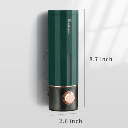White BackupMyFilesNow.com 450ml non-perforating soap dispenser with wall mount, suitable for hand sanitizer, shower gel, and shampoo.