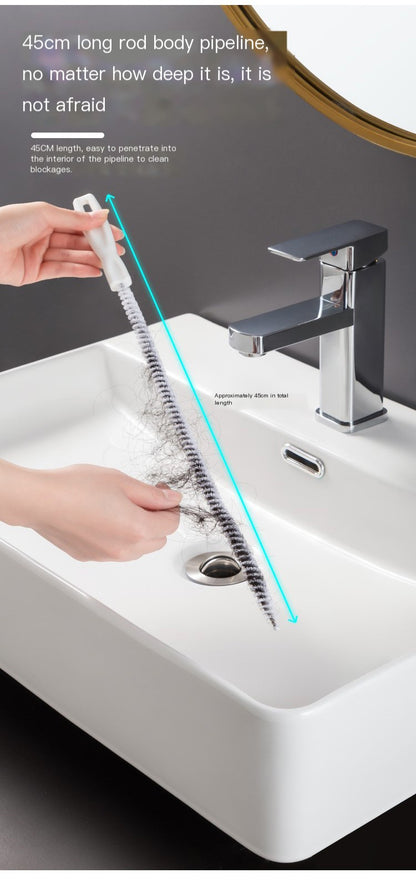 White 45cm Pipe Drain Hair Cleaner Brush by BACKUPMYFILESNOW.COM® for clearing hair clogs in drains