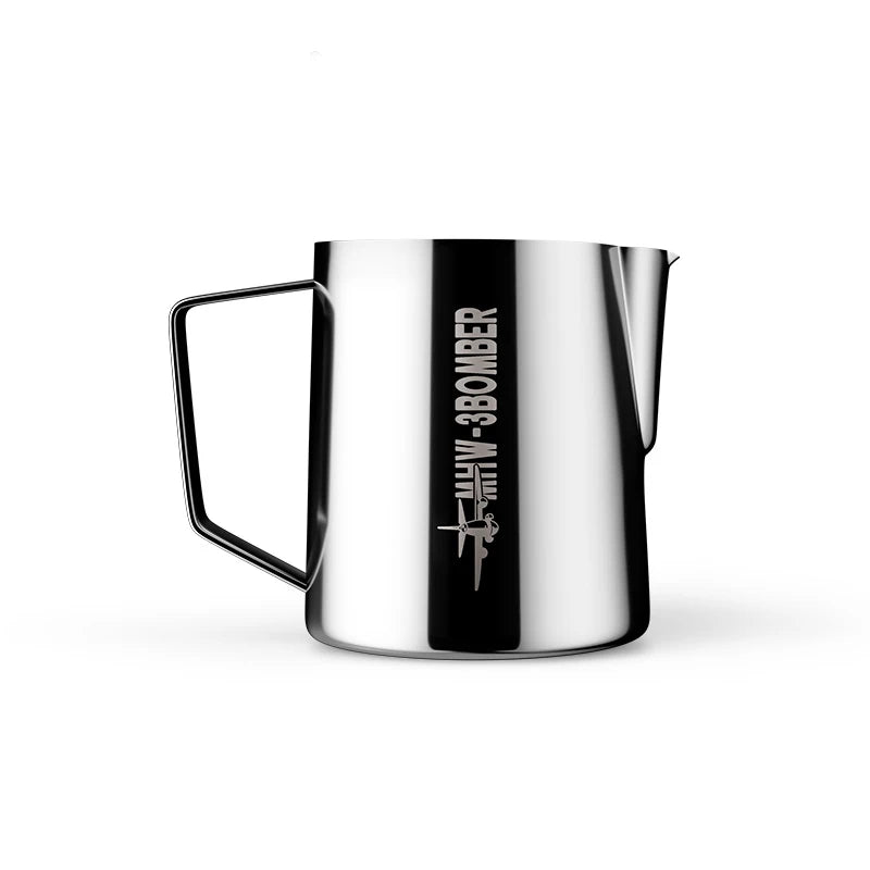 White stainless steel milk frothing pitcher with 500ml capacity, ideal for coffee, latte art, and espresso steaming by BackupMyFilesNow.com