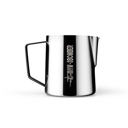 White stainless steel milk frothing pitcher with 500ml capacity, ideal for coffee, latte art, and espresso steaming by BackupMyFilesNow.com