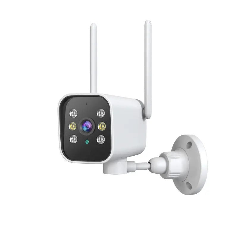 White 1080p WiFi PTZ outdoor security camera with AI detection features for enhanced outdoor surveillance.