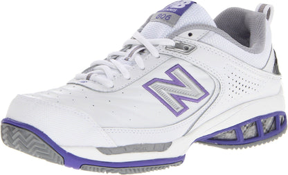 White New Balance women's 806 V1 tennis shoe in size 7.5 wide, featuring a supportive athletic design.