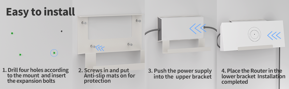 White Starlink Gen 3 wall mount for Starlink standard router and power supply, no-drill mounting kit, compatible with V3 Standard.