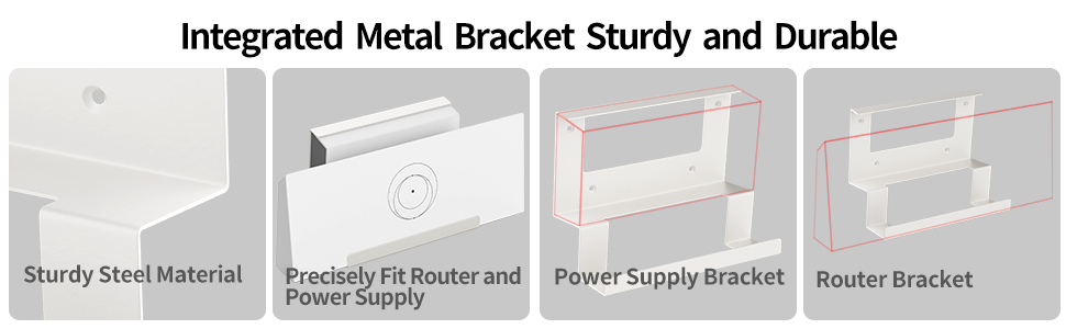 White Starlink Gen 3 wall mount bracket for Starlink standard router and power supply, no-drill installation kit by BACKUPMYFILESNOW.COM®